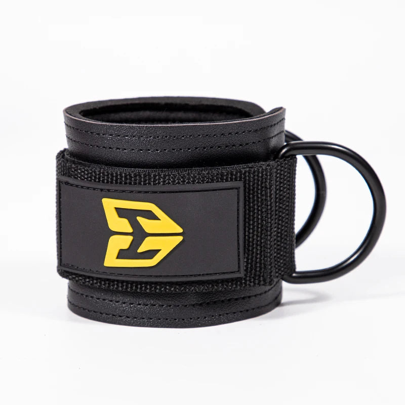 Fitness wrist strap with adjustable D-ring support cuffs, gym strength training buckle pulley, sports protection safety belt