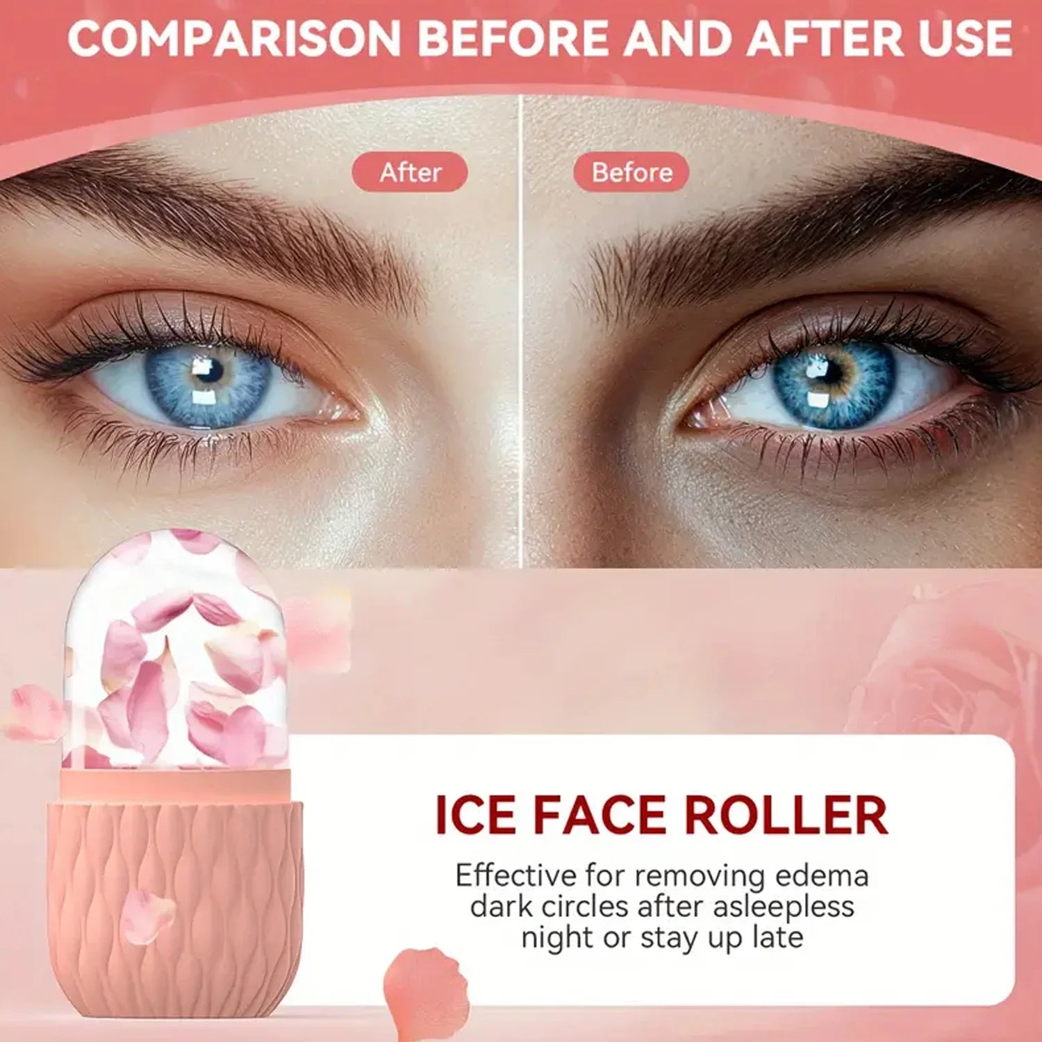Reusable Ice Face Roller & Stainless Steel Gua Sha Tool For Skin Care Puffiness Ice Facial Roller Shrink Pores Face Lifting