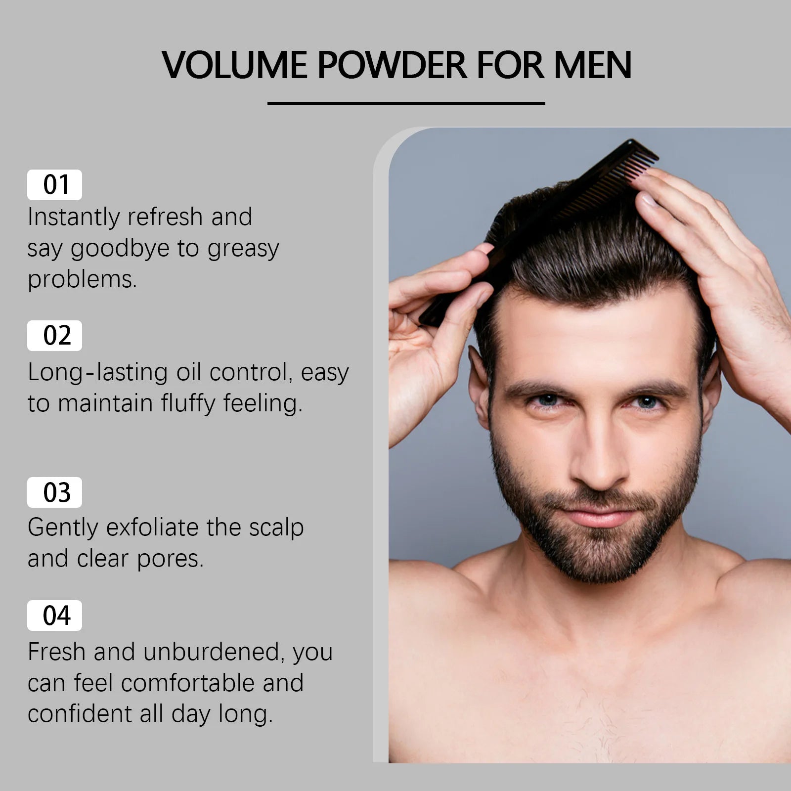 Volume Powder for Men Strong Hold Texturizing Lasting Oil Control Salon Matte Finish Thicker Grooming Fluffy Hair Styling Powder