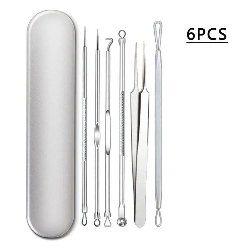 Pimples Blackhead Clip Blackhead Remover Tools Acne Extractor Needles Kit Face Skin Care Tool Black Dots Cleaning Tweezers