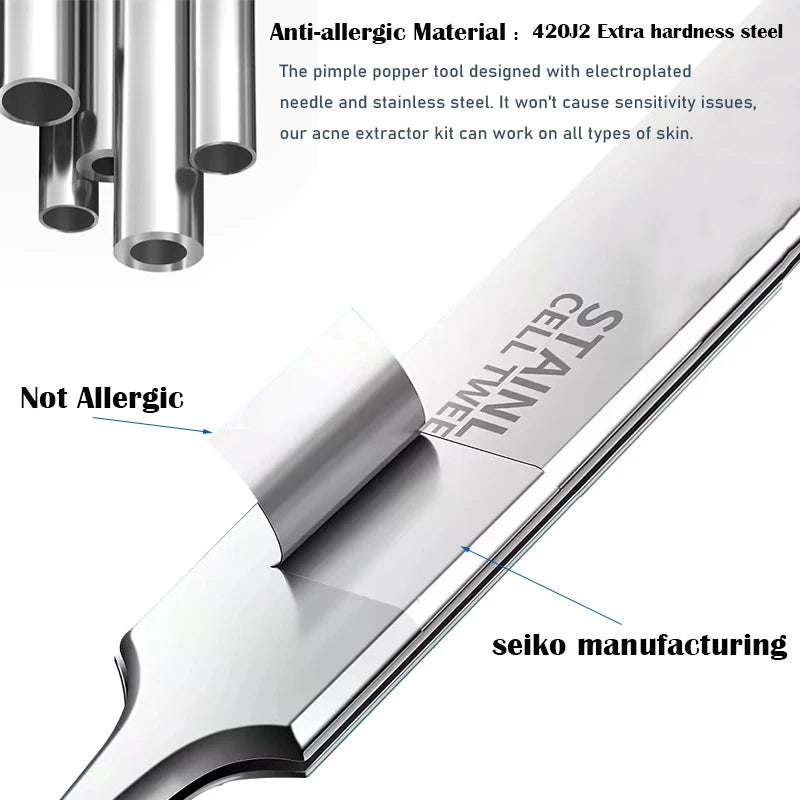 Pimples Blackhead Clip Blackhead Remover Tools Acne Extractor Needles Kit Face Skin Care Tool Black Dots Cleaning Tweezers