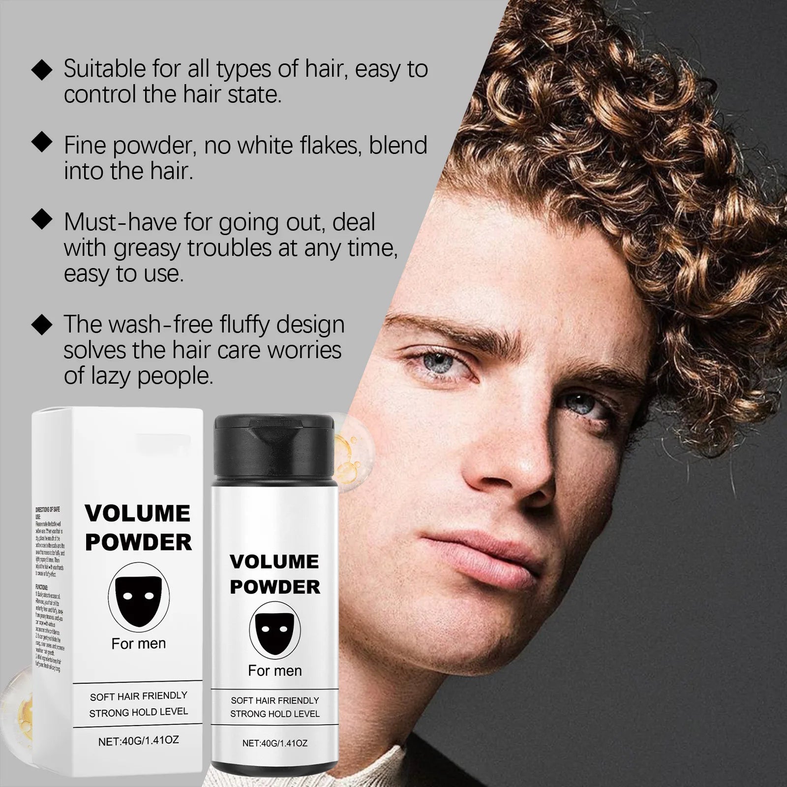 Volume Powder for Men Strong Hold Texturizing Lasting Oil Control Salon Matte Finish Thicker Grooming Fluffy Hair Styling Powder