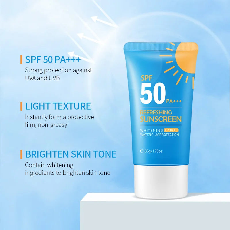 LAIKOU Refreshing Sunscreen Moisturizing Whitening Sun Cream Oil-control Sunblock Cream Bleaching Facial Skin Care SPF 50 PA+++