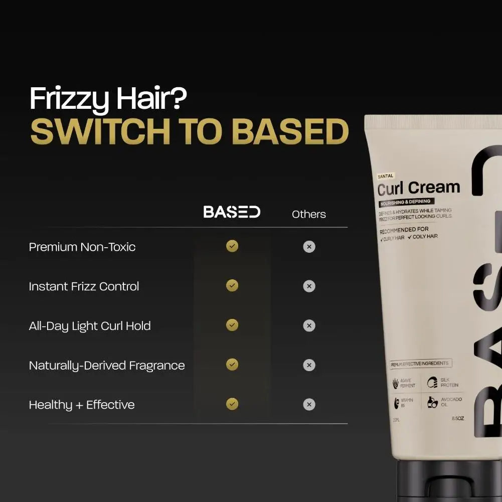 BASED Santal Curl Cream Long-Lasting Hold Elasticity Nourishing Hair Fluffy Wave Styling Cream For Perfect Looks