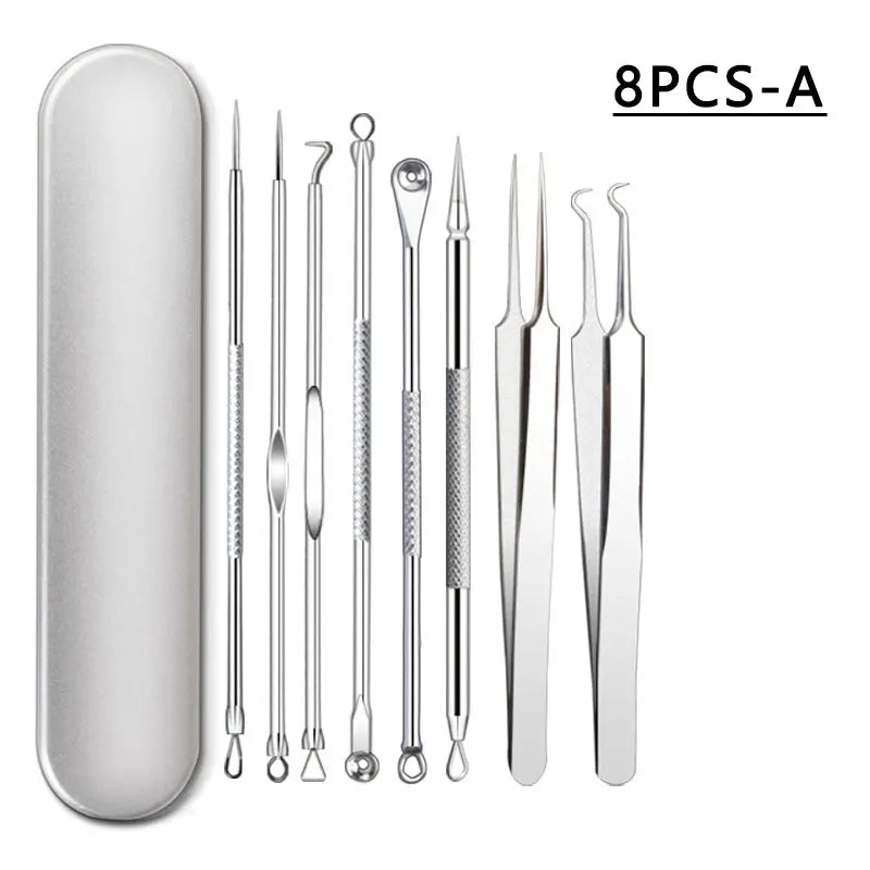 Pimples Blackhead Clip Blackhead Remover Tools Acne Extractor Needles Kit Face Skin Care Tool Black Dots Cleaning Tweezers