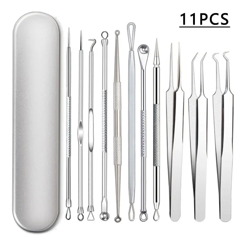Pimples Blackhead Clip Blackhead Remover Tools Acne Extractor Needles Kit Face Skin Care Tool Black Dots Cleaning Tweezers